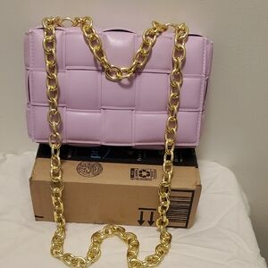 Chic Lavender Crossbody Bag with Gold Chain
